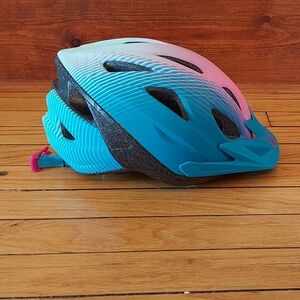 Blue and Pink Bicycle Helmet